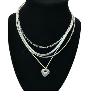 Free People Sloane Layered Necklace Color: Silver/Cream Size: One Size